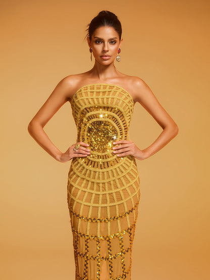 Dolores Strapless Sequin Maxi Dress