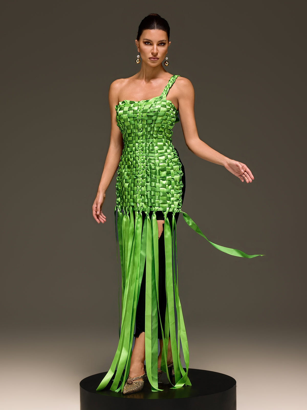 Domna Halterneck Woven Maxi Dress In Green