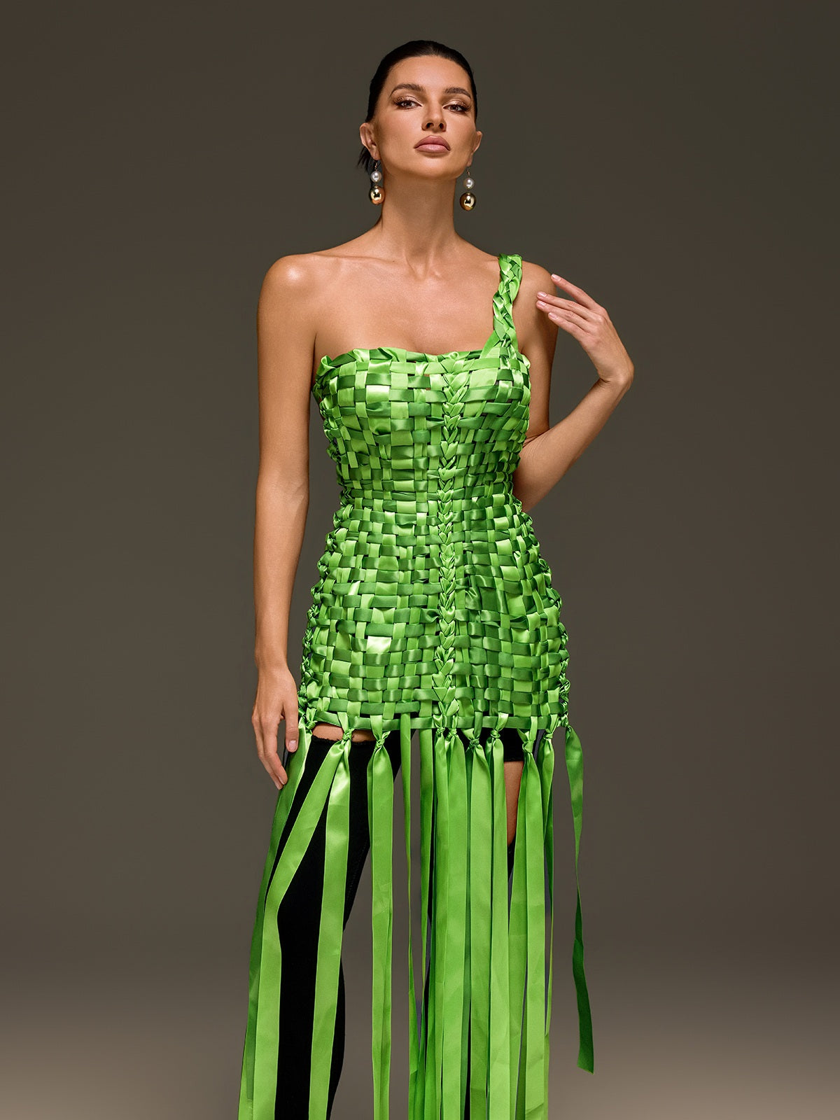 Domna Halterneck Woven Maxi Dress In Green