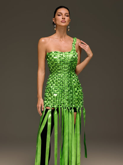 Domna Halterneck Woven Maxi Dress In Green