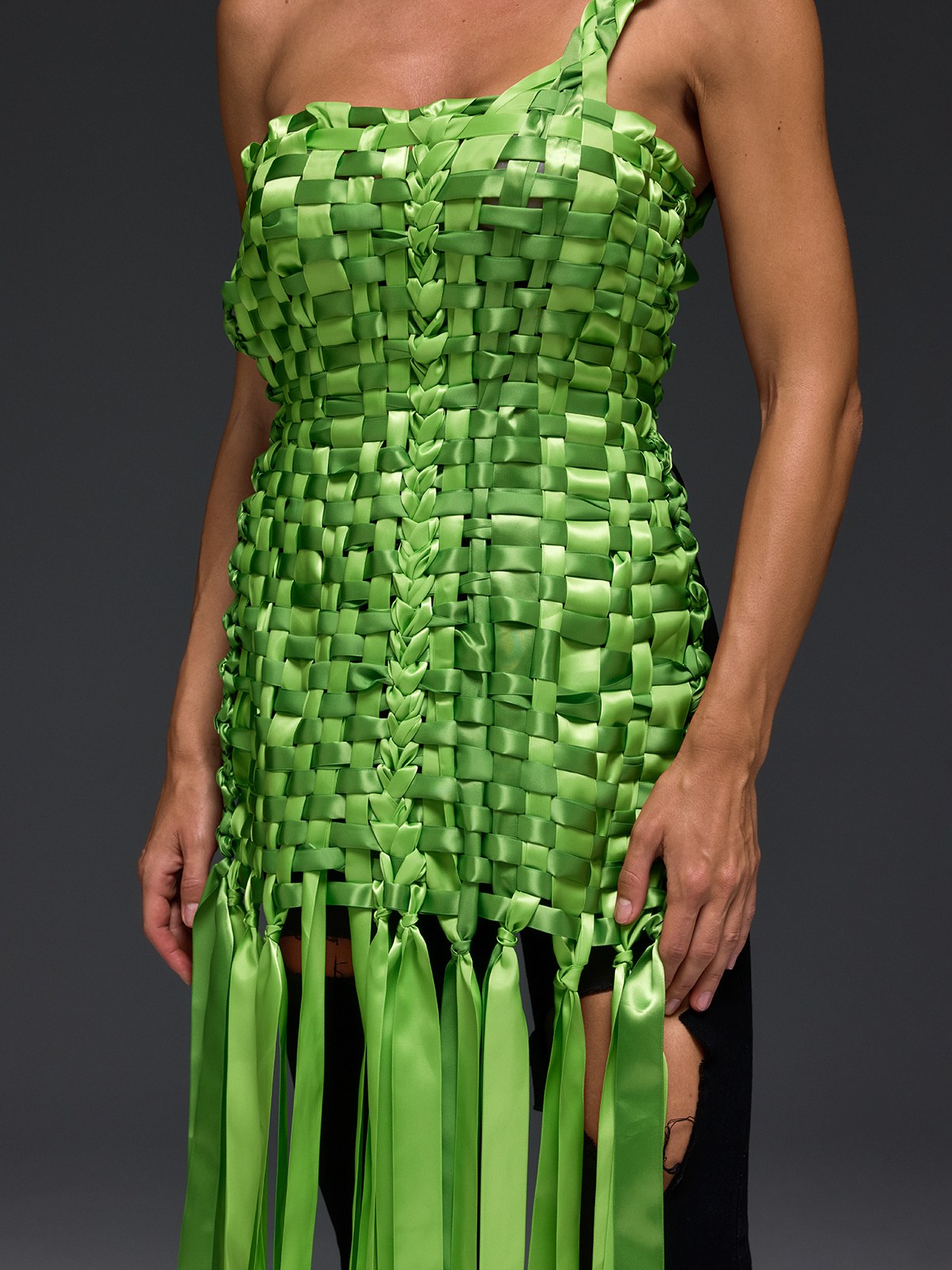 Domna Halterneck Woven Maxi Dress In Green