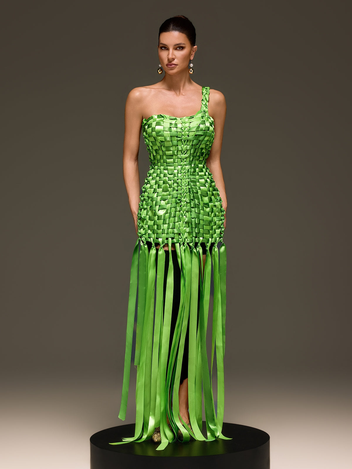 Domna Halterneck Woven Maxi Dress In Green