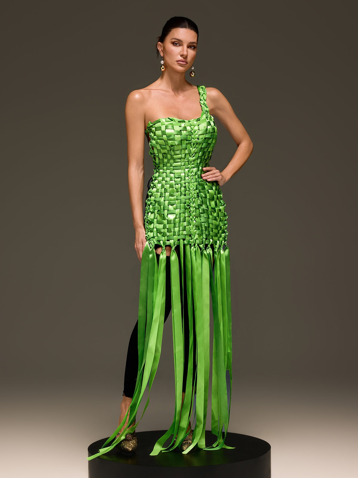 Domna Halterneck Woven Maxi Dress In Green