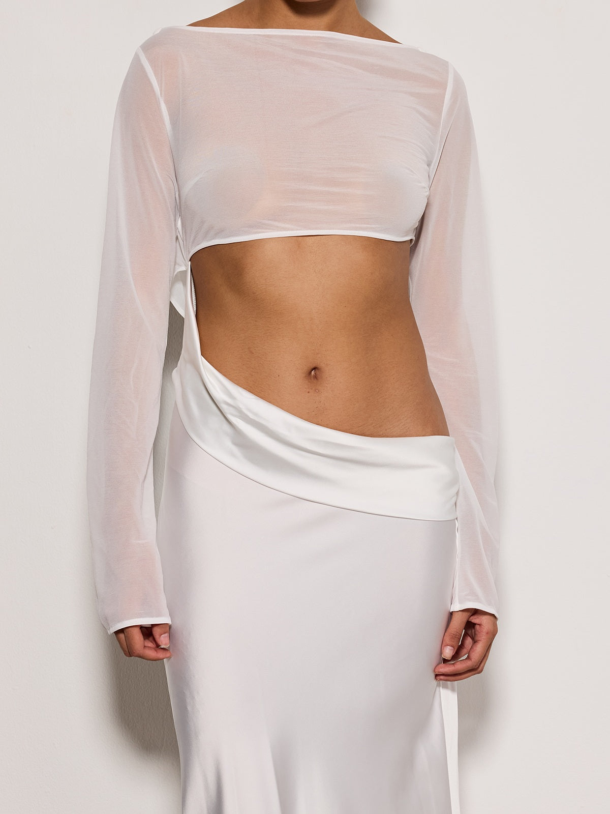 Donata Long Sleeve Cutout Satin Maxi Dress
