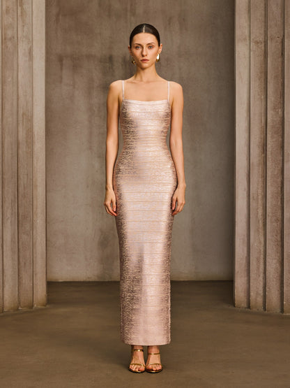 Donyelle Spaghetti Bandage Bodycon Maxi Dress In Pink