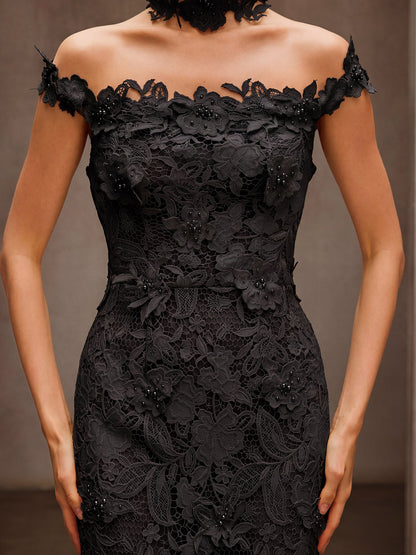 Dorona Flower Embroidered Maxi Dress In Black