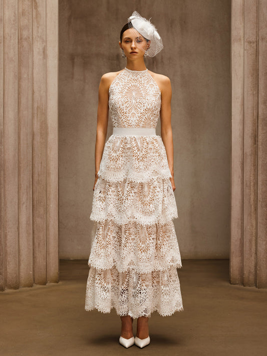 Rosstef Embroidered Tiered Maxi Dress