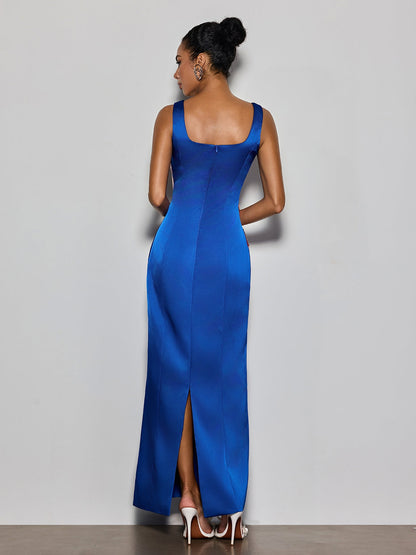 Doryqor Embroidered Flower Maxi Dress In Blue