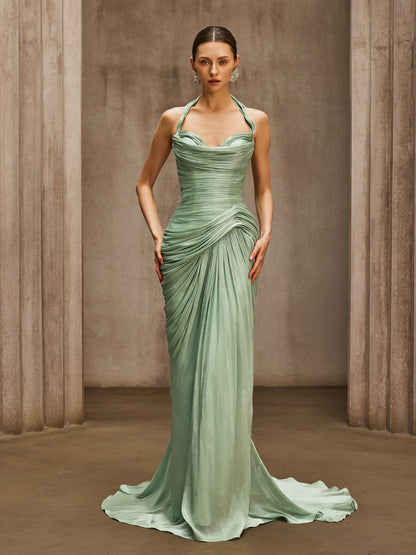 Dosia Halterneck Ruched Maxi Dress