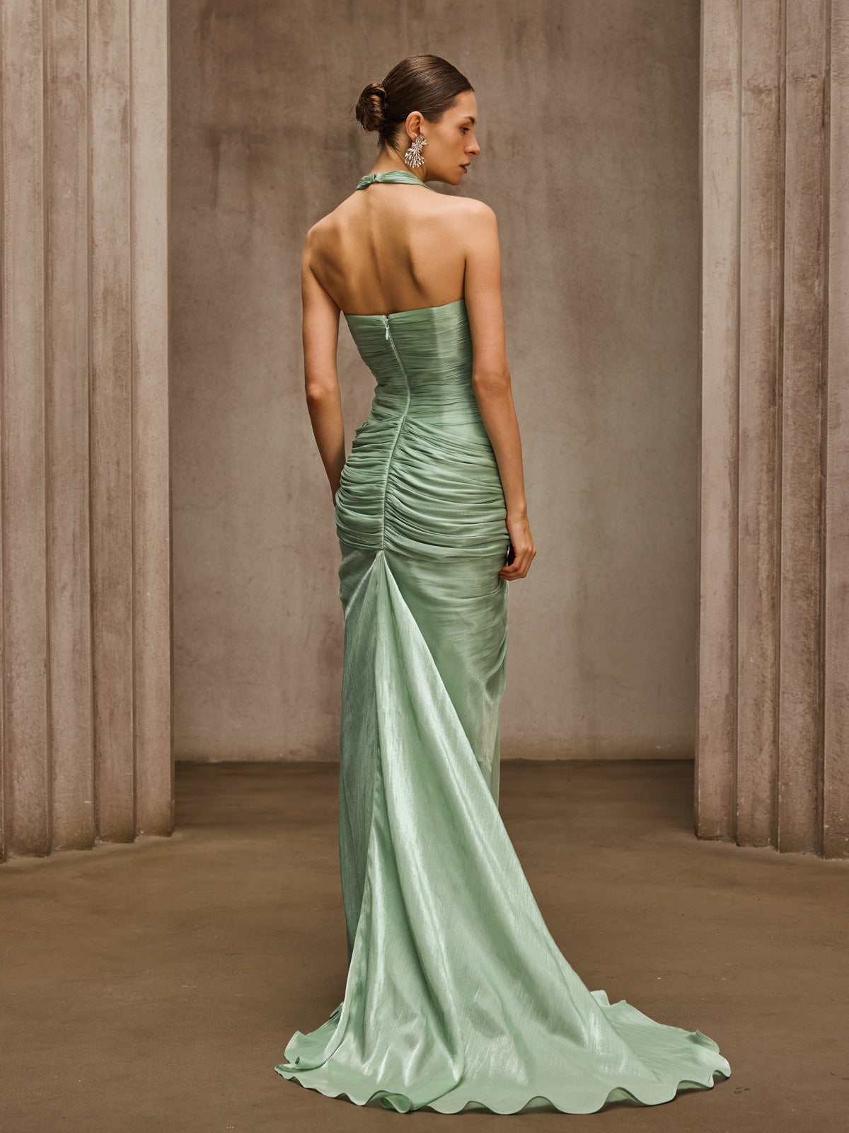 Dosia Halterneck Ruched Maxi Dress