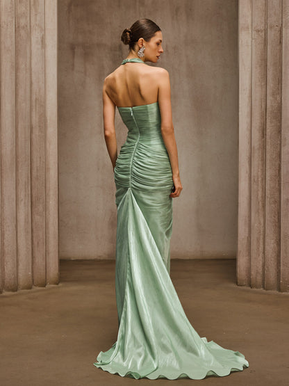 Dosia Halterneck Ruched Maxi Dress