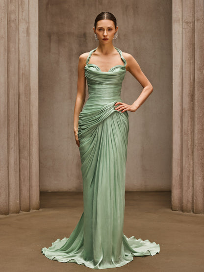 Dosia Halterneck Ruched Maxi Dress