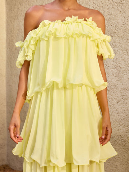 Draevor Off Shoulder Tiered Maxi Dress