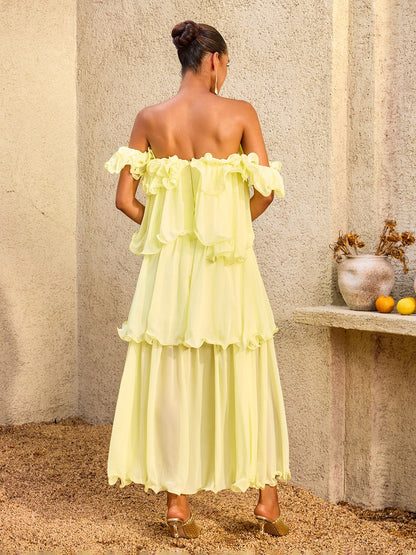 Draevor Off Shoulder Tiered Maxi Dress