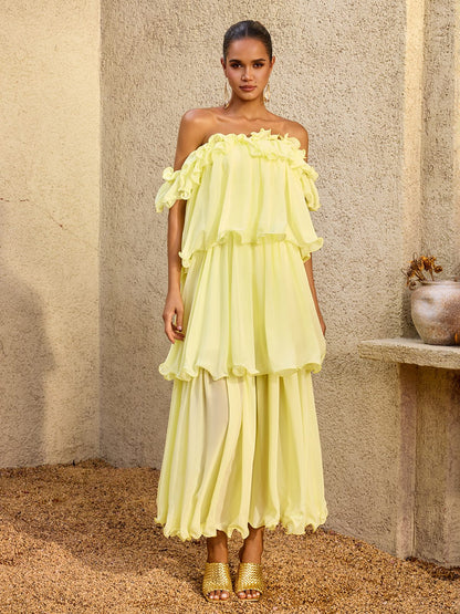 Draevor Off Shoulder Tiered Maxi Dress
