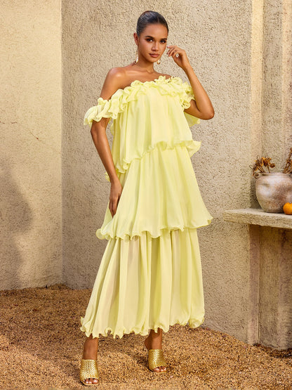 Draevor Off Shoulder Tiered Maxi Dress