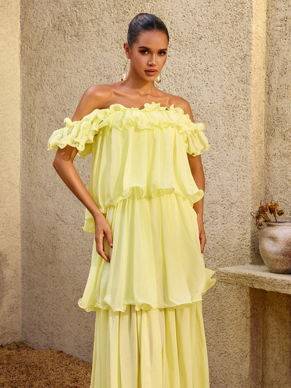 Draevor Off Shoulder Tiered Maxi Dress