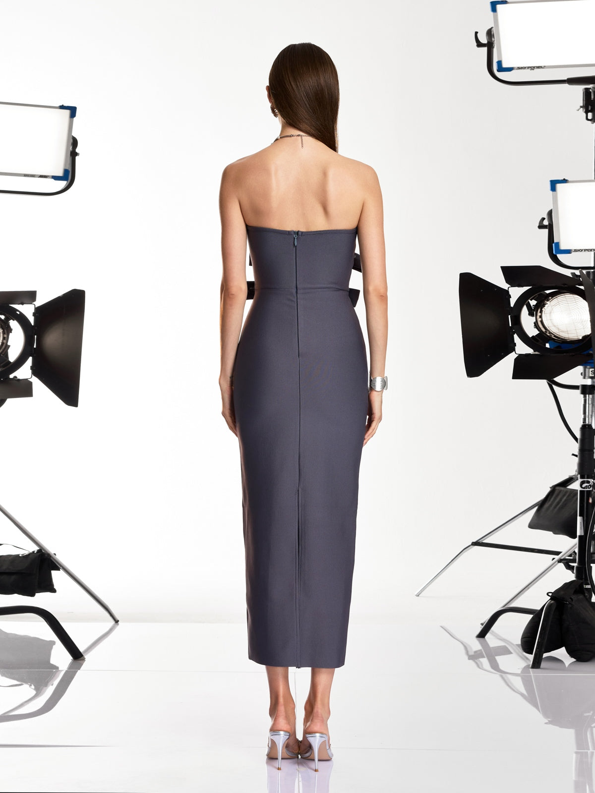 Drexyla Strapless Bow Bandage Maxi Dress