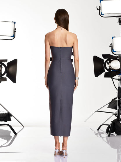 Drexyla Strapless Bow Bandage Maxi Dress