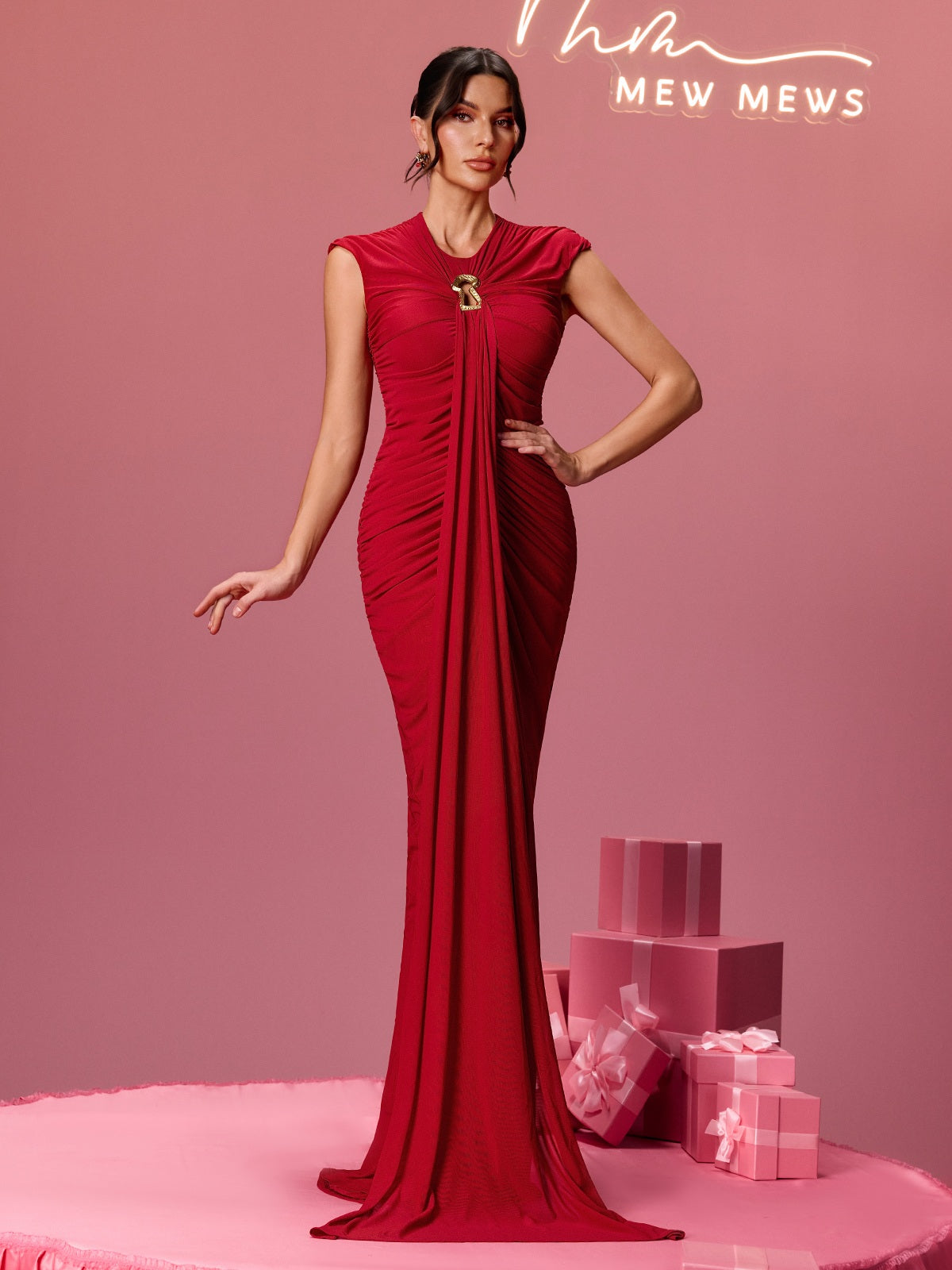 Drosyne Sleeveless Draped Maxi Dress