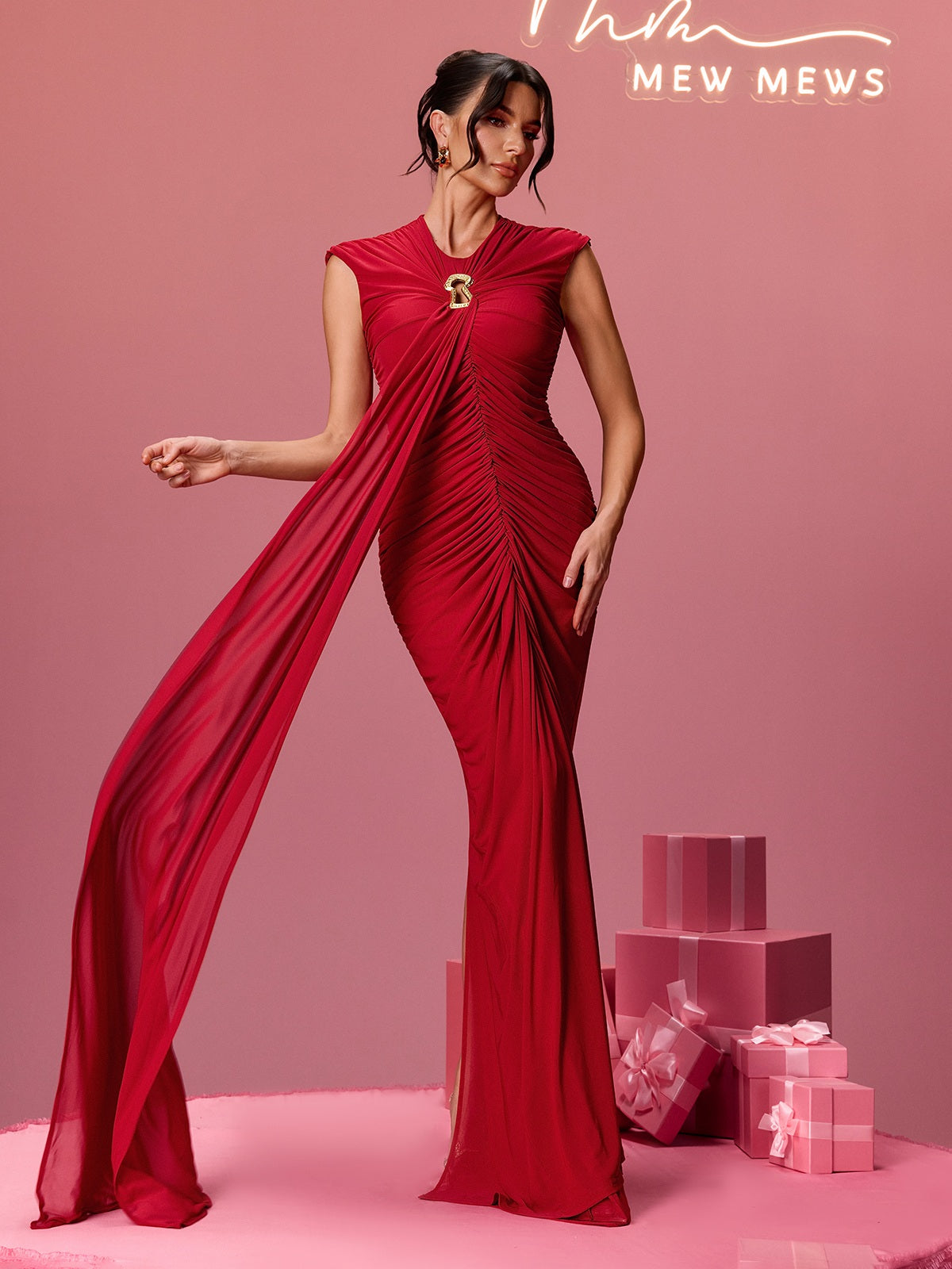 Drosyne Sleeveless Draped Maxi Dress