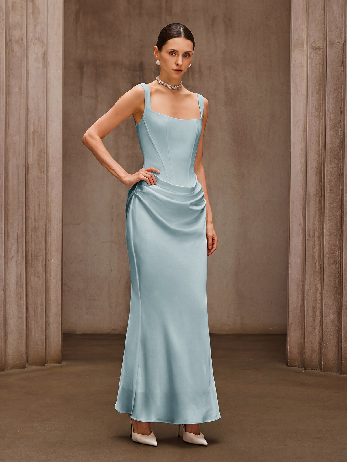 Duyen Sleeveless Corset Maxi Dress In Mint