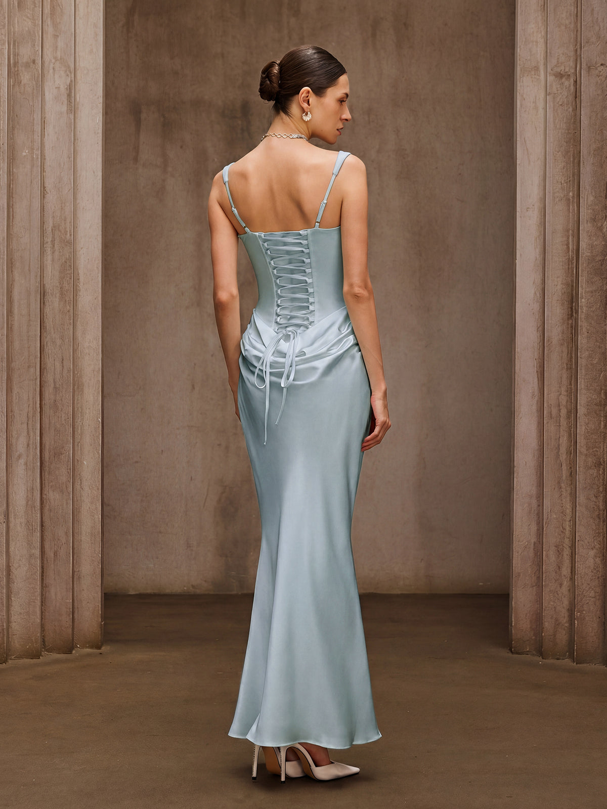 Duyen Sleeveless Corset Maxi Dress In Mint