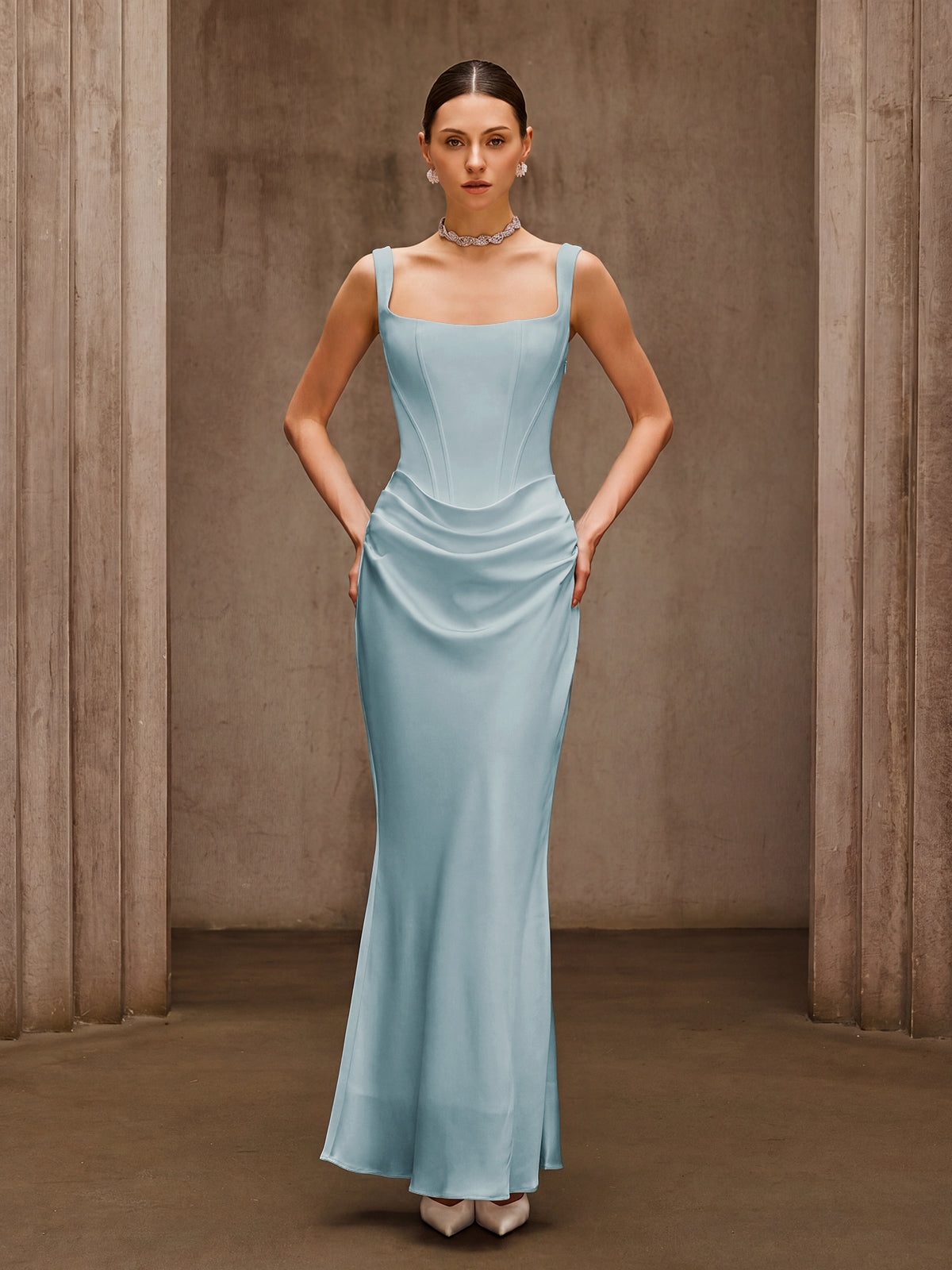 Duyen Sleeveless Corset Maxi Dress In Mint