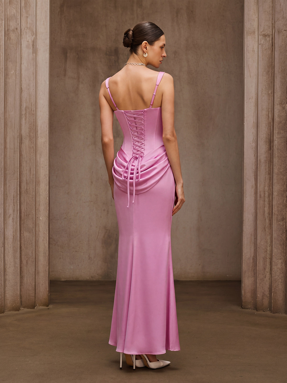 Duyen Sleeveless Corset Maxi Dress In Pink