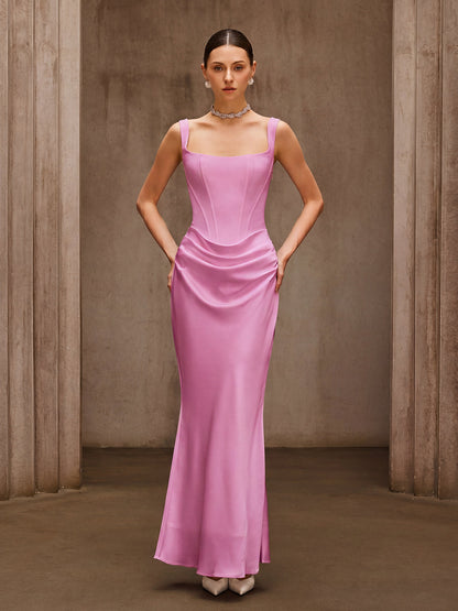Duyen Sleeveless Corset Maxi Dress In Pink