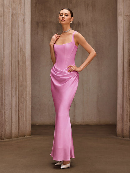 Duyen Sleeveless Corset Maxi Dress In Pink