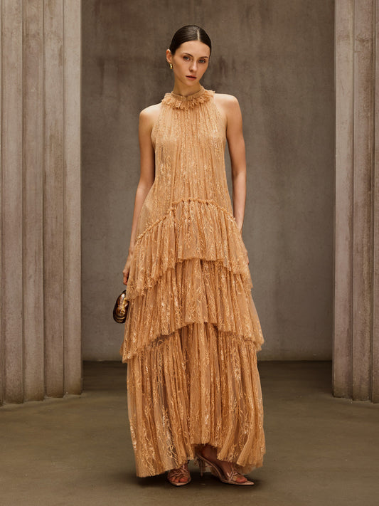 Rosstef Dyan Halterneck Tulle Maxi Dress