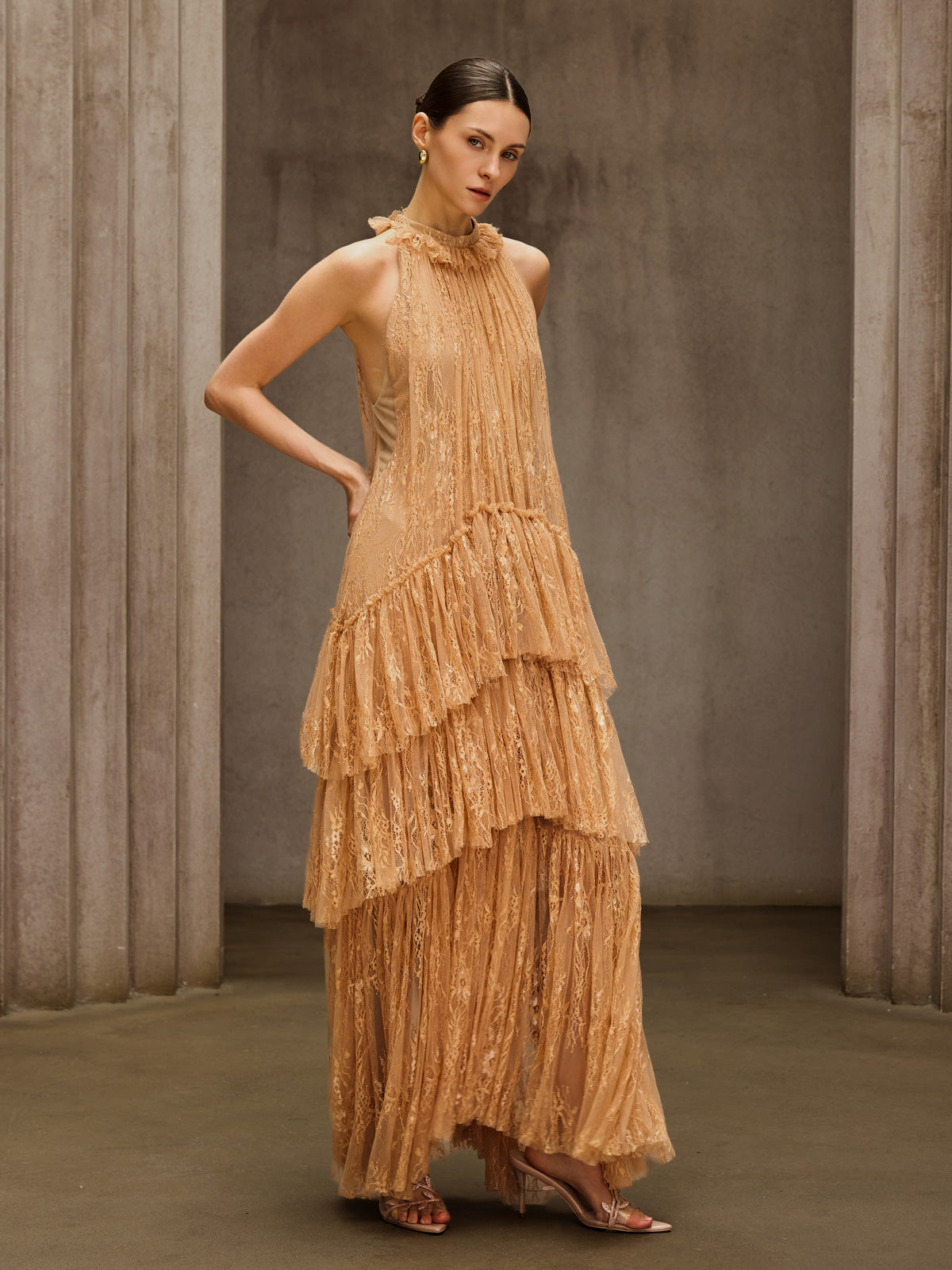 Rosstef Dyan Halterneck Tulle Maxi Dress
