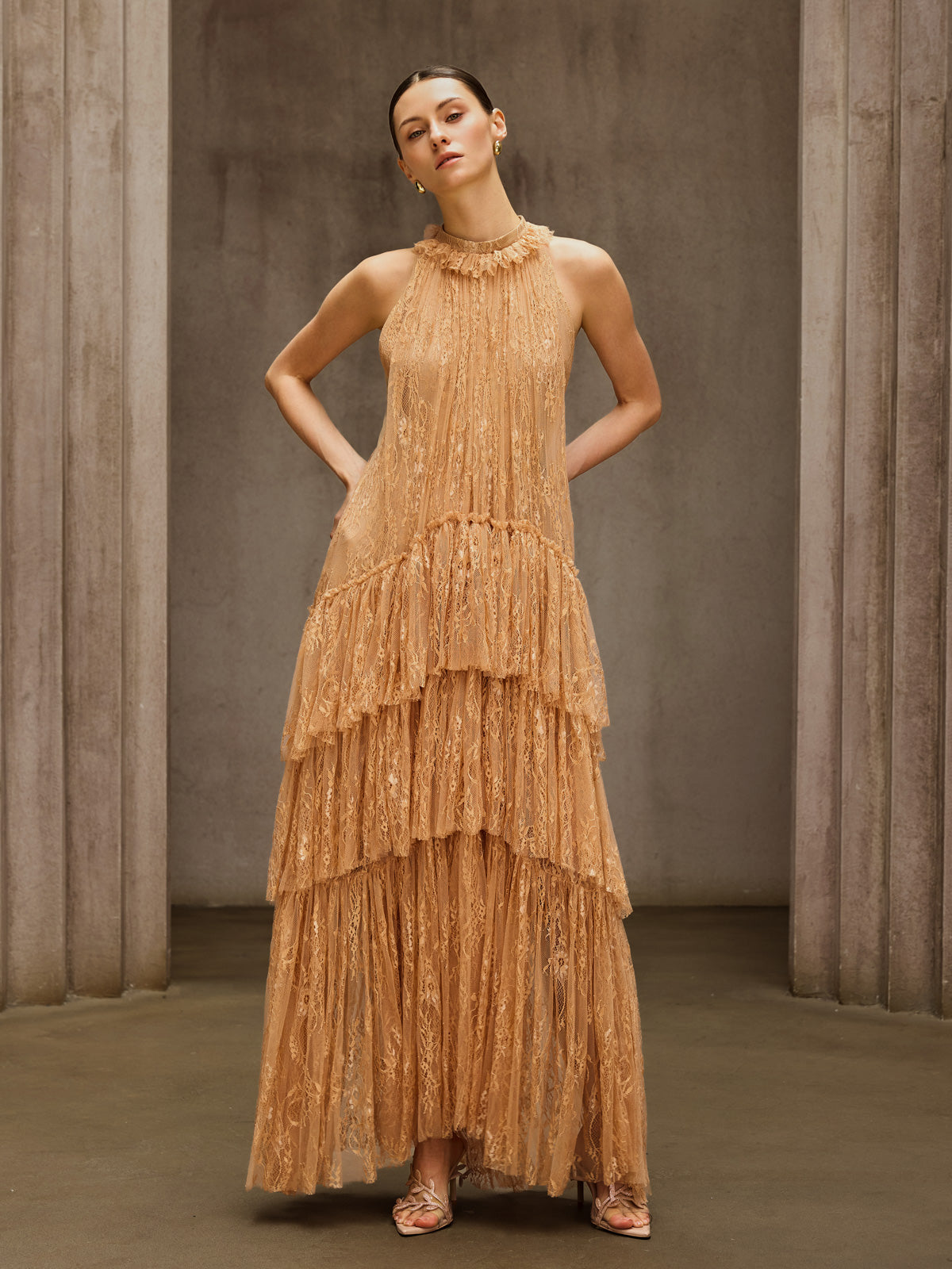 Rosstef Dyan Halterneck Tulle Maxi Dress
