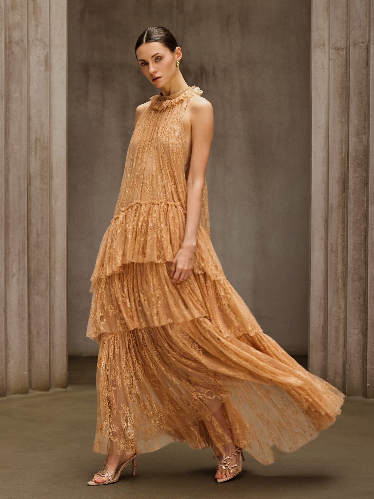 Rosstef Dyan Halterneck Tulle Maxi Dress