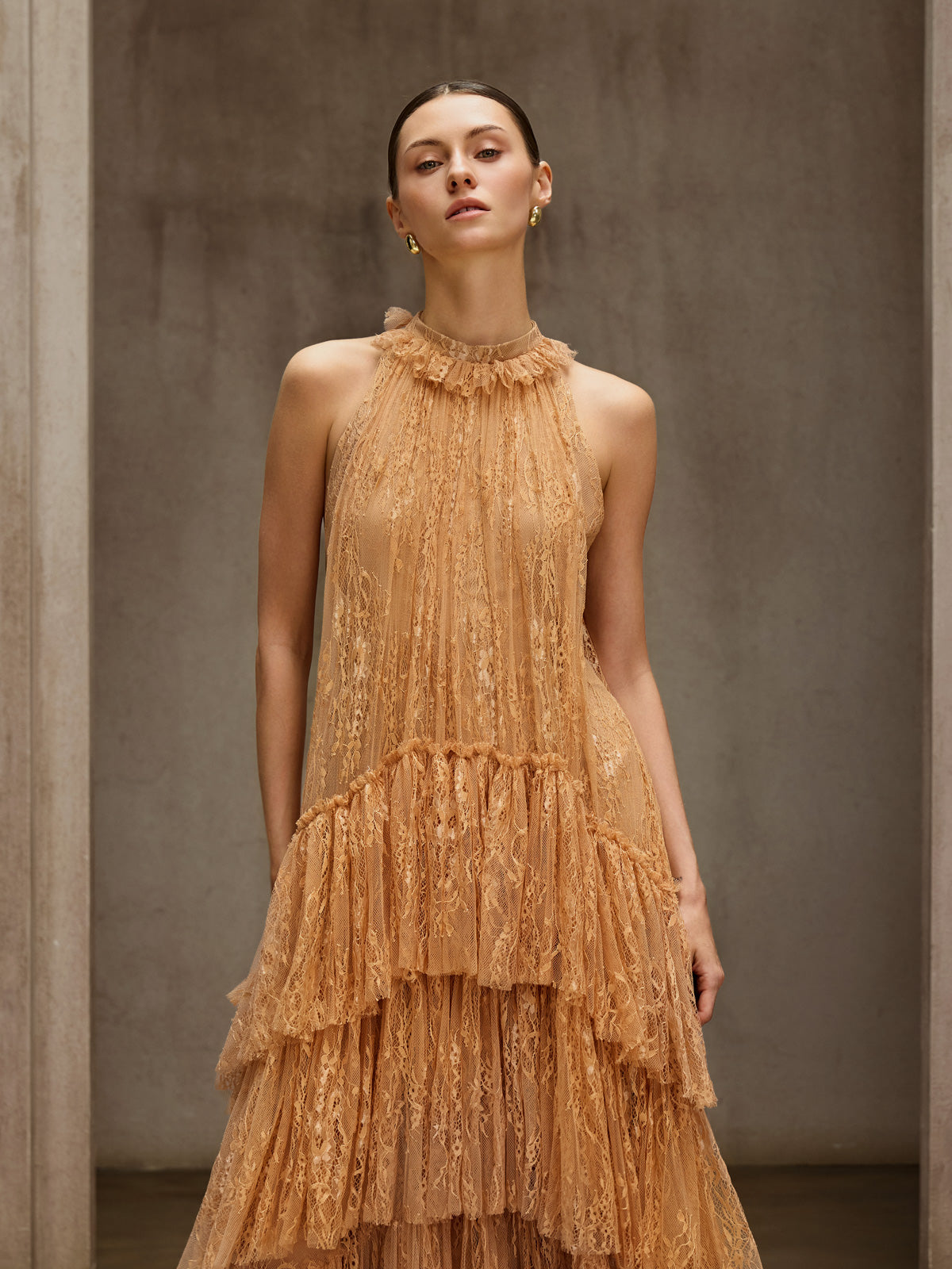 Rosstef Dyan Halterneck Tulle Maxi Dress