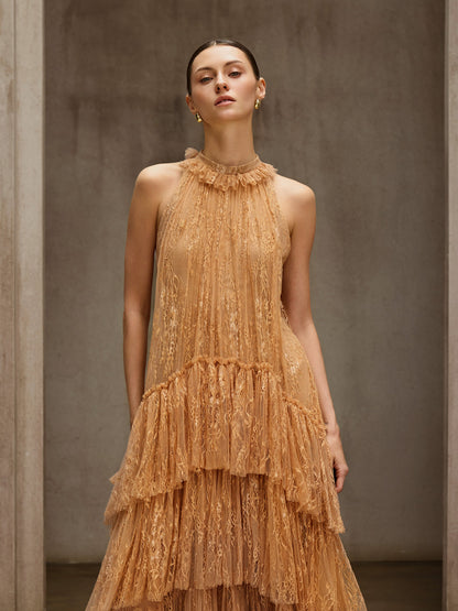 Rosstef Dyan Halterneck Tulle Maxi Dress