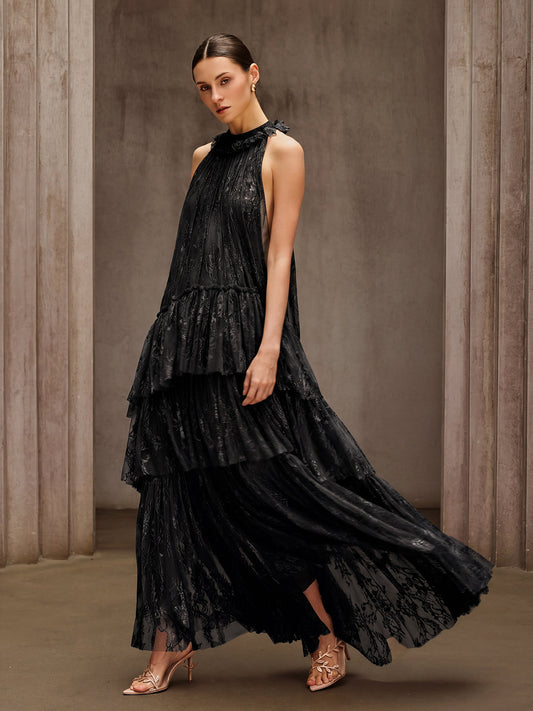Rosstef Dyan Halterneck Tulle Maxi Dress