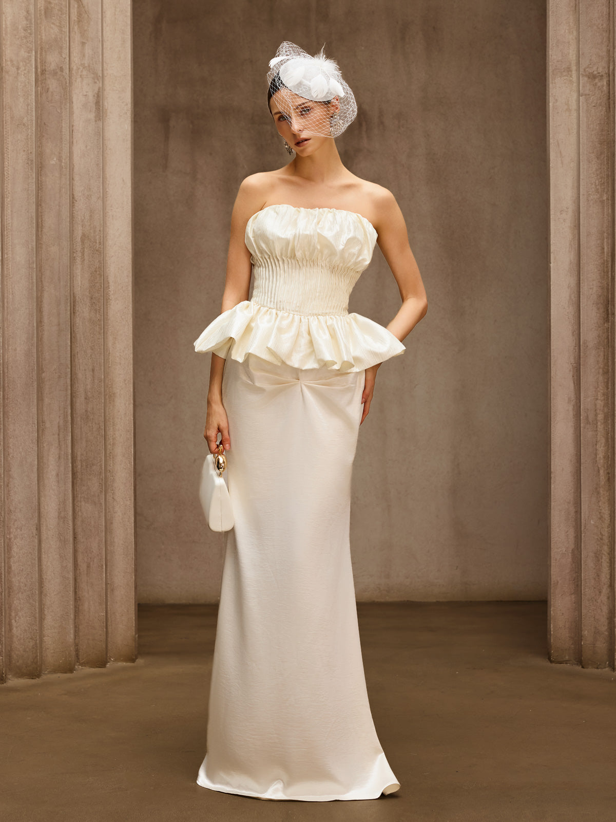 Dysis Strapless Pleated Maxi Dress