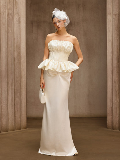 Dysis Strapless Pleated Maxi Dress