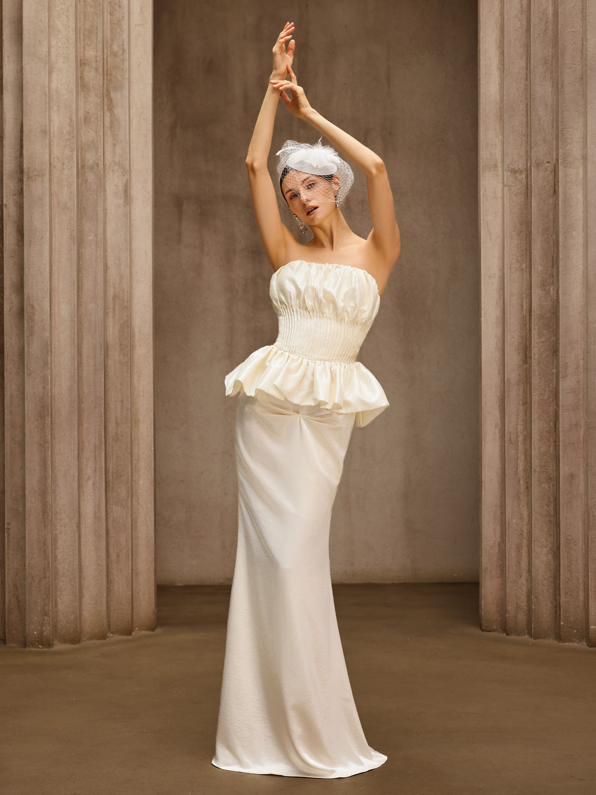 Dysis Strapless Pleated Maxi Dress