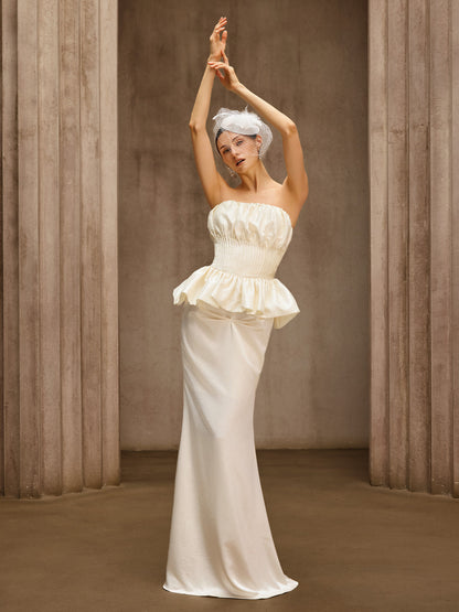 Dysis Strapless Pleated Maxi Dress