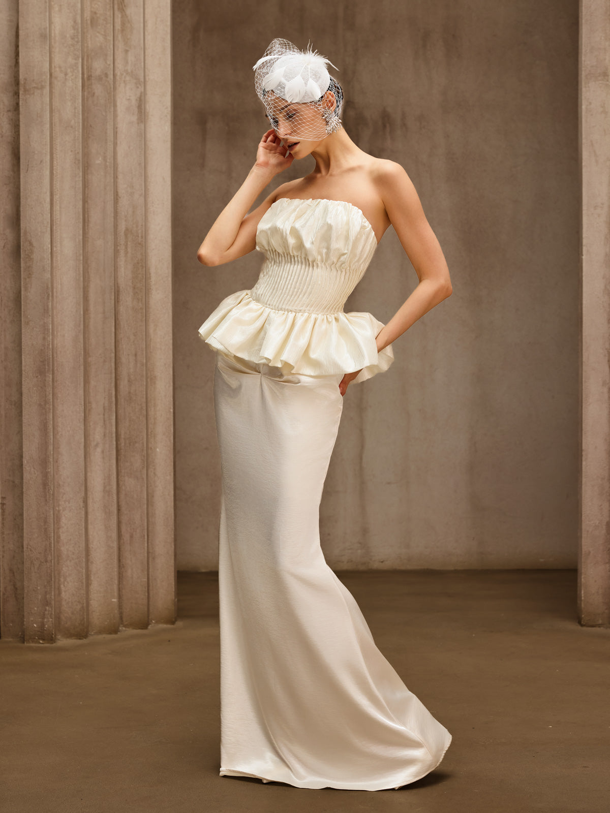 Dysis Strapless Pleated Maxi Dress