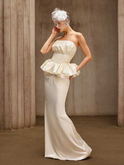 Dysis Strapless Pleated Maxi Dress