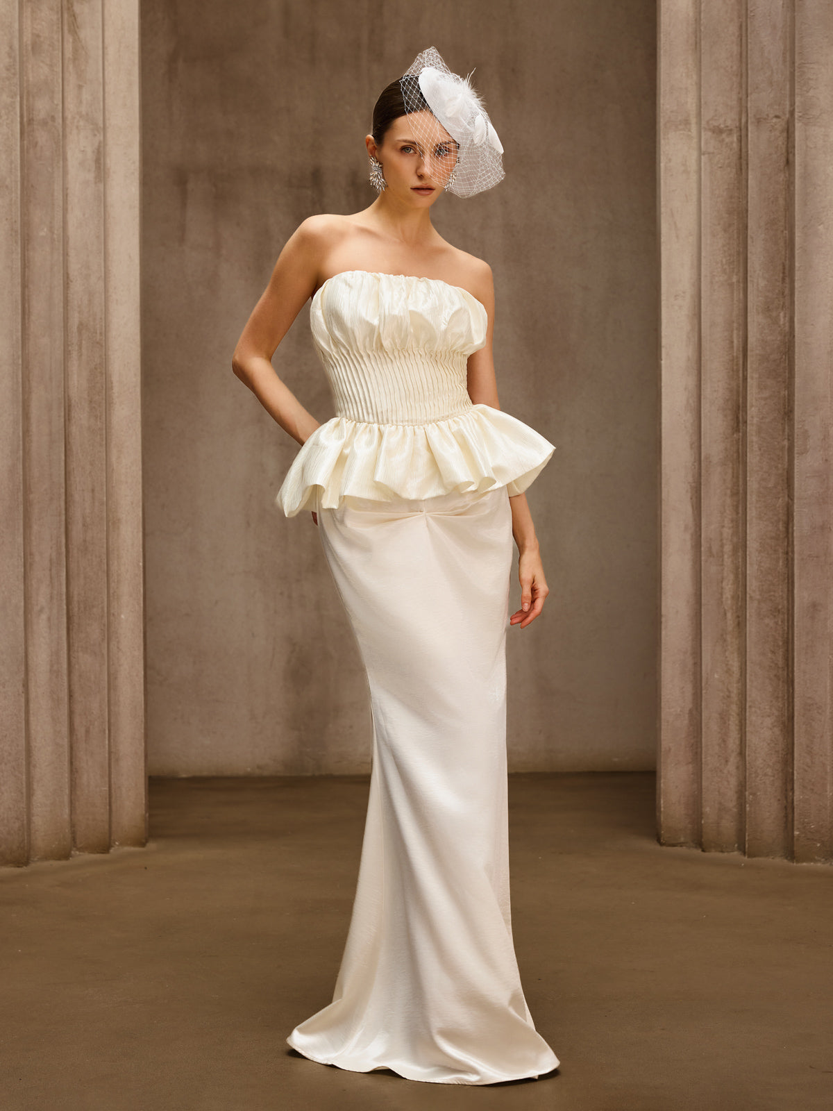 Dysis Strapless Pleated Maxi Dress
