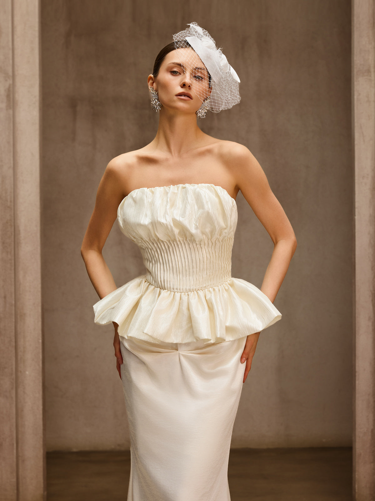 Dysis Strapless Pleated Maxi Dress