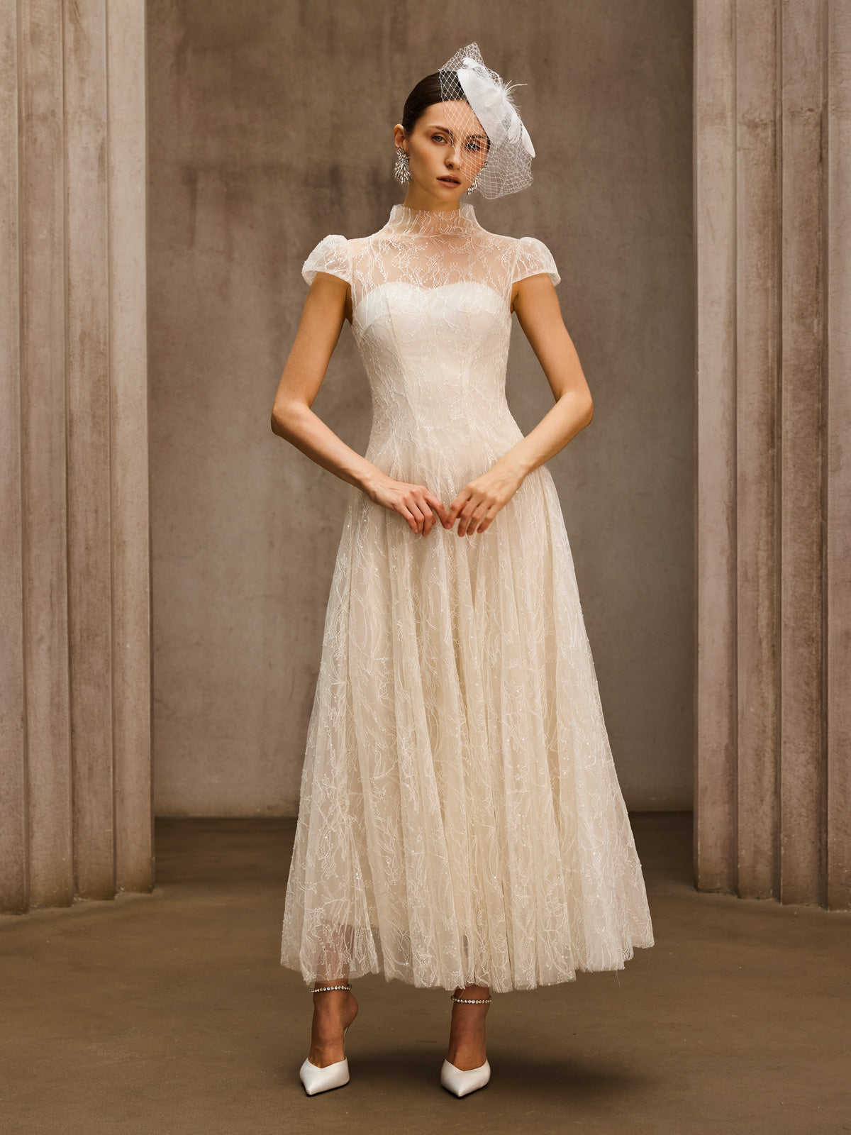 Rosstef Sequin Lace Midi Dress