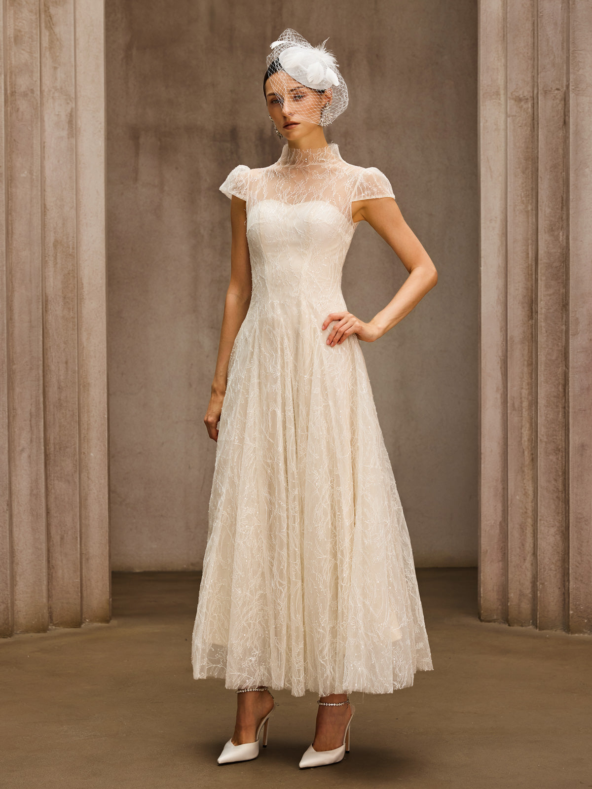 Rosstef Sequin Lace Midi Dress