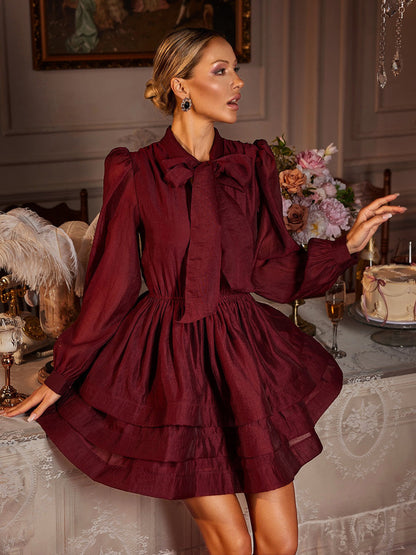 Rosstef Mini Bow Ruffle Elbise