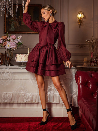 Rosstef Mini Bow Ruffle Elbise